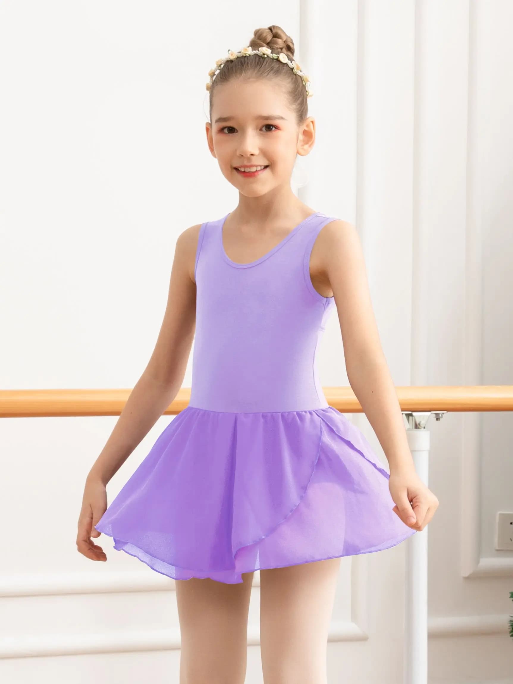 Meisjes tank ballet maillots met rok peuter dansjurk, schattige vlinder holle rug