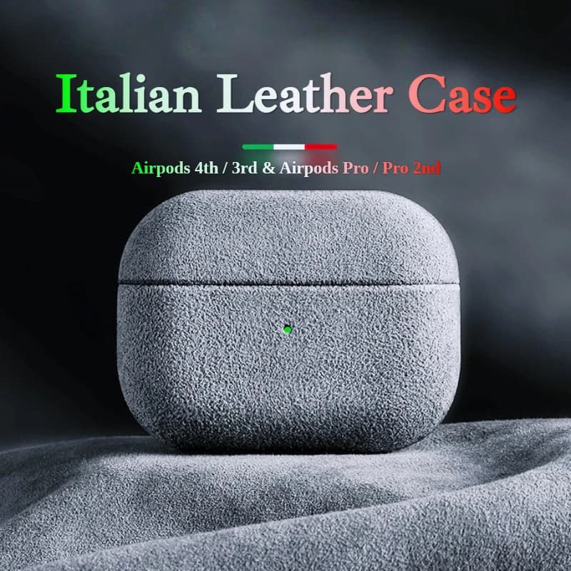 Italiaanse suède lederen tas voor Airpods Pro 2 voor Airpods Pro 3 Airpods 4 3 Case Luxe kunstleer All-inclusive case