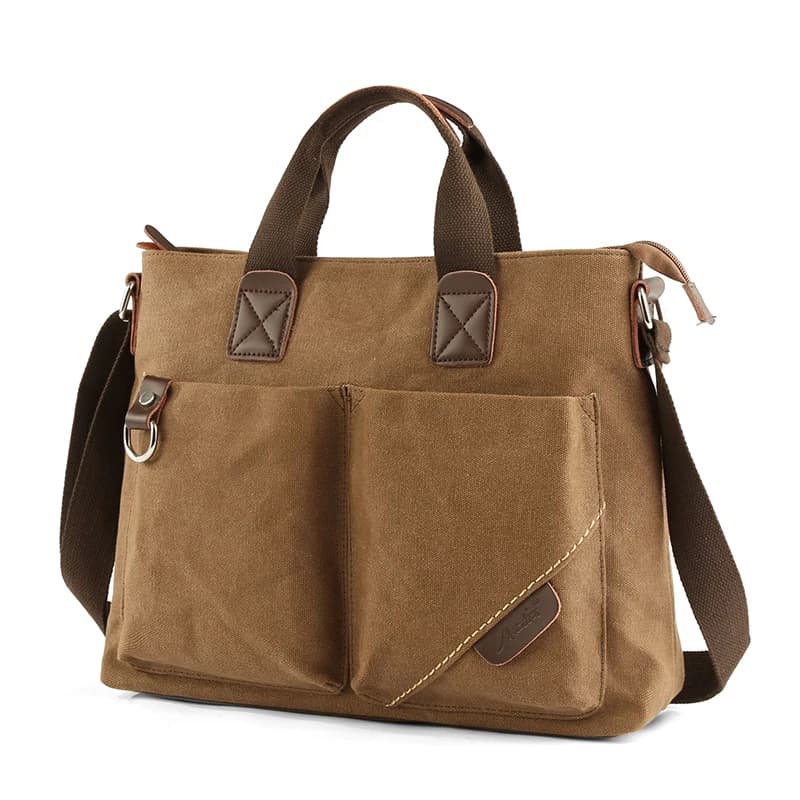 MATE ELAN Canvas Heren 15,6 Inch Laptop Handtas Retro Schoudertas Vintage Effen Kleur Grote Capaciteit Computer Aktetas