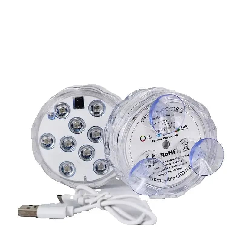 10 LED's Magnetisch onderwater LED-licht Waterdicht onderwaterlicht USB oplaadbaar zwembadnachtlampje met zuignappen