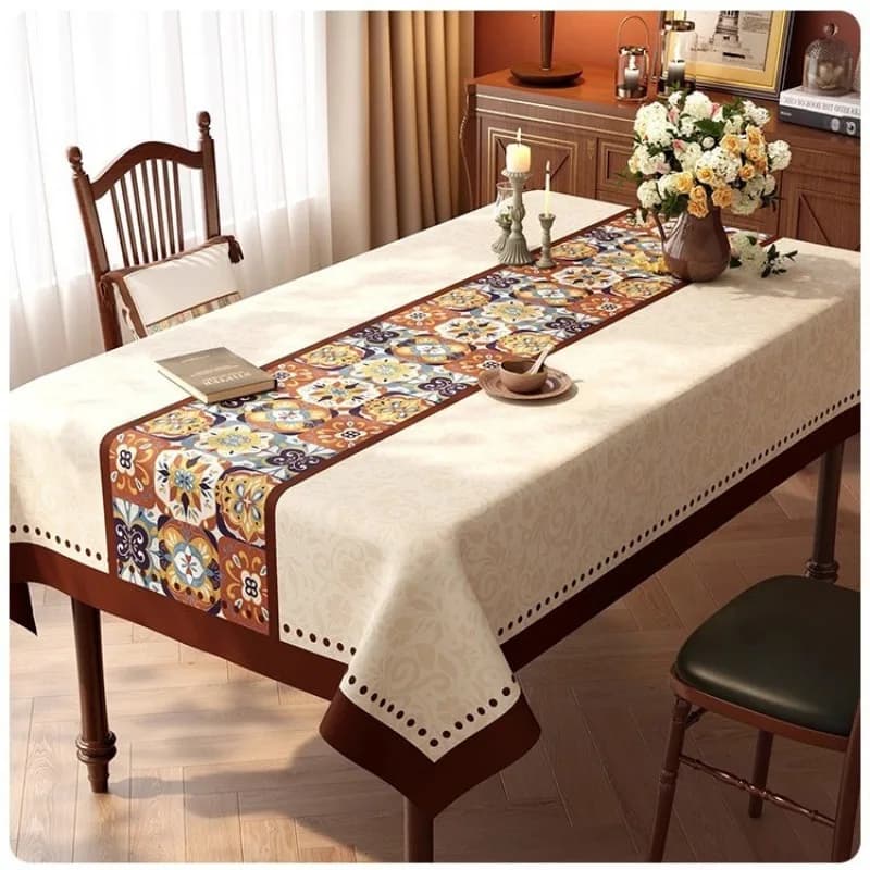Boheems Mandala-patroon tafelkleed Retro etnische Marokkaanse tegel tafelkleed Rechthoekig bureaukleed voor eetkamer Party Decor