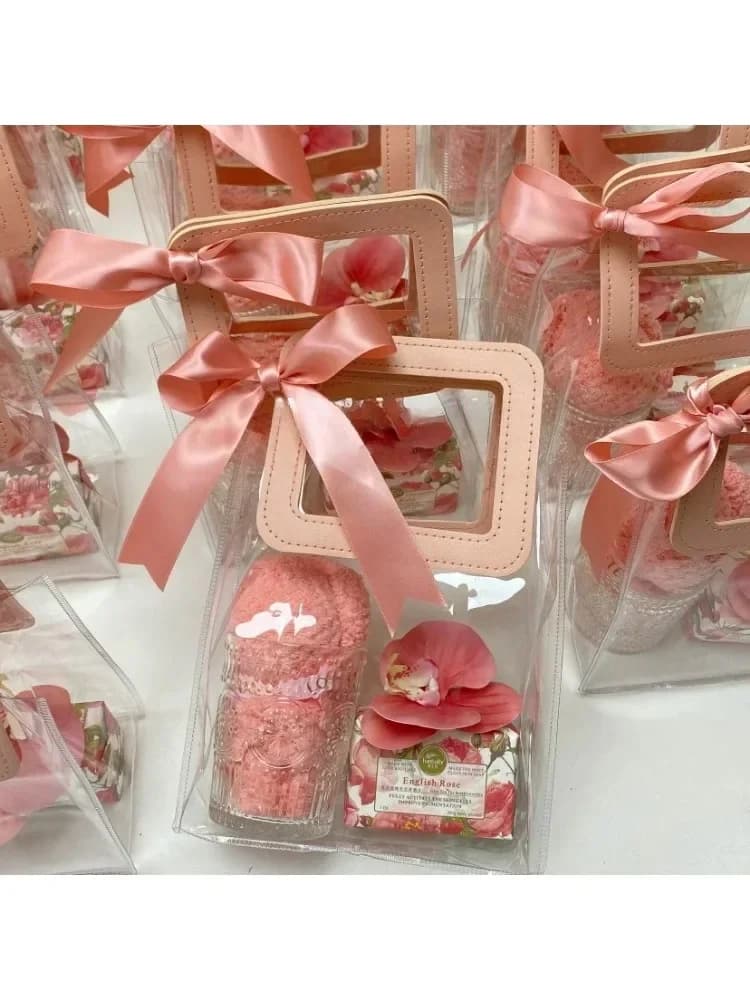 10 stks PVC Transparante Gift Bag Bruiloft Bruidsmeisje Stalknecht Metgezel Hand Gift Bag Verjaardagscadeau Tas Hand Held Verpakking Zak