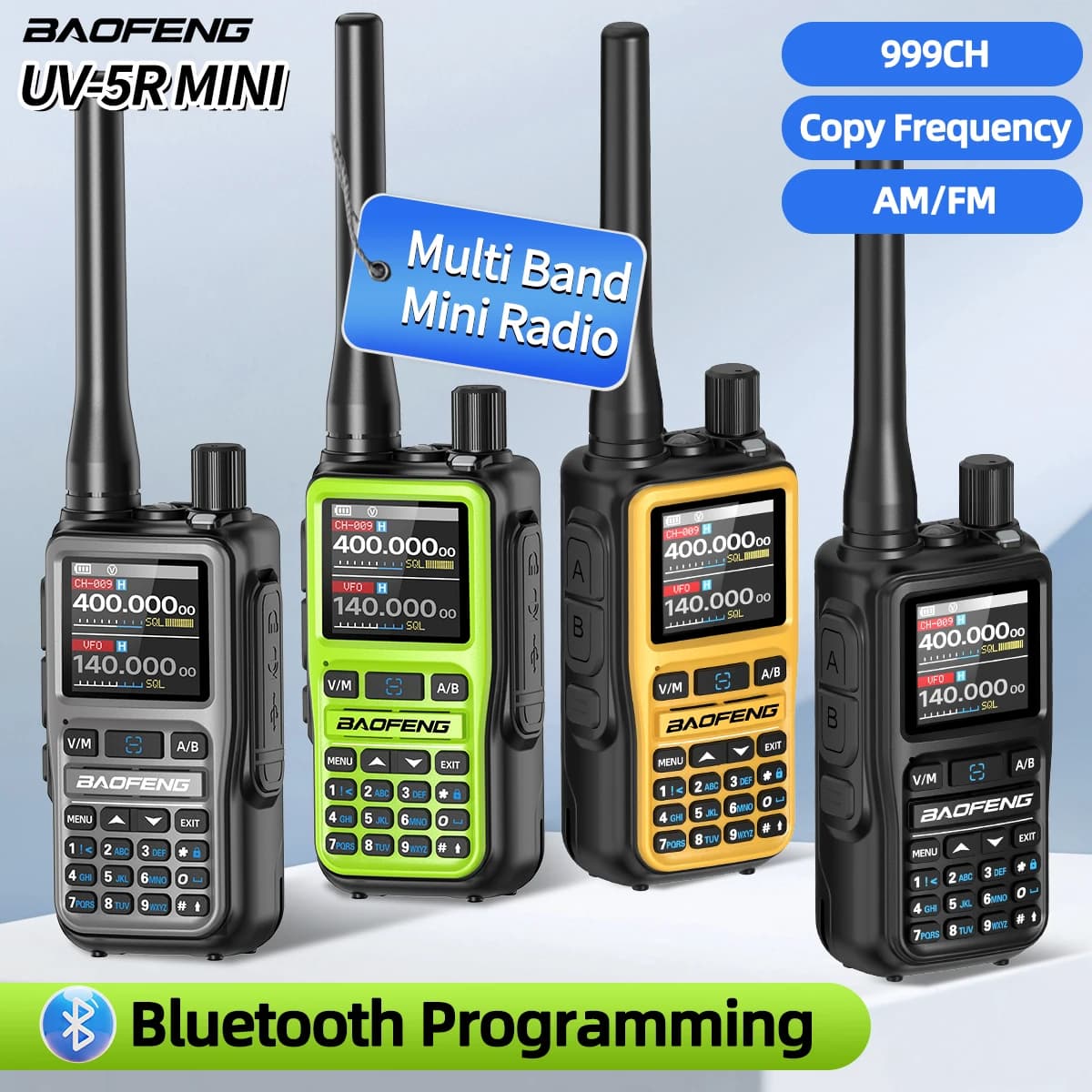 BAOFENG UV-5R Mini Full Band Walkie Talkie Bluetooth Programmering Draadloze Kopieerfrequentie Type-C Lange afstand Ham Radio voor Camping