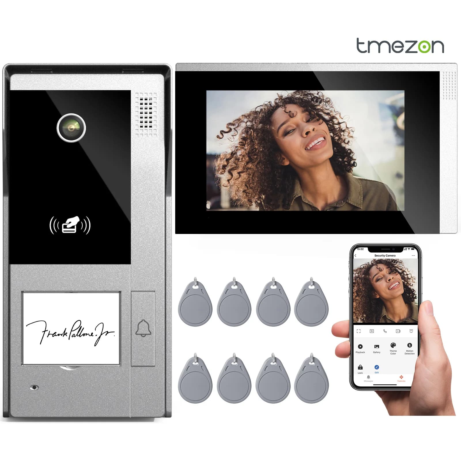 4-draads TMEZON WiFi video-intercomsysteem met camera, 7 inch 1080P touchscreen IP bedraad video-deurtelefoon, Tuya, op afstand ontgrendelen