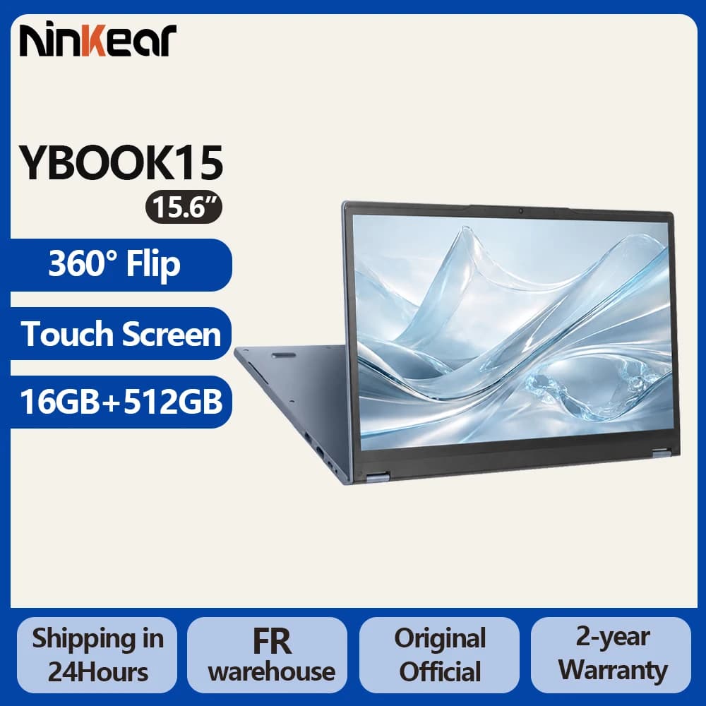 Ninkear YBook15 15,6 inch 2 in 1 Laptop AMD Ryzen 3 3250U Notebook 16GB DDR4 512GB SSD FHD IPS Touchscreen 360° Convertible Laptop Windows 11