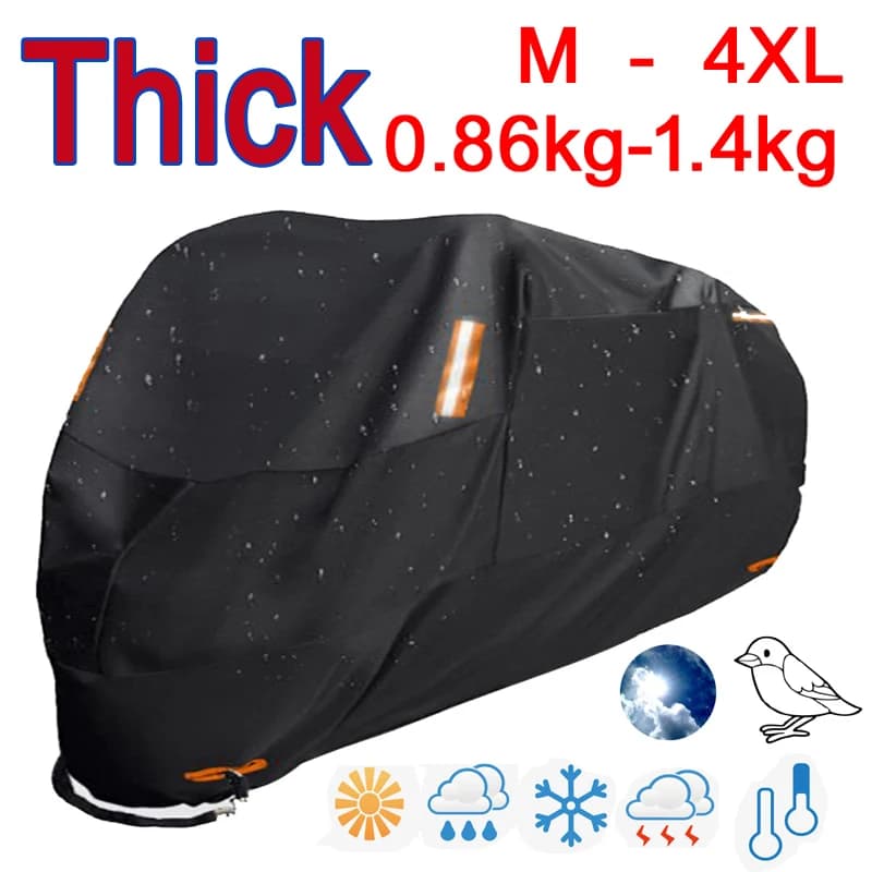 Dikke 300D motorhoezen zwart ontwerp waterdichte motoren stof regen sneeuw UV-beschermer hoes binnen buiten M L XL XXL 3XL 4XL