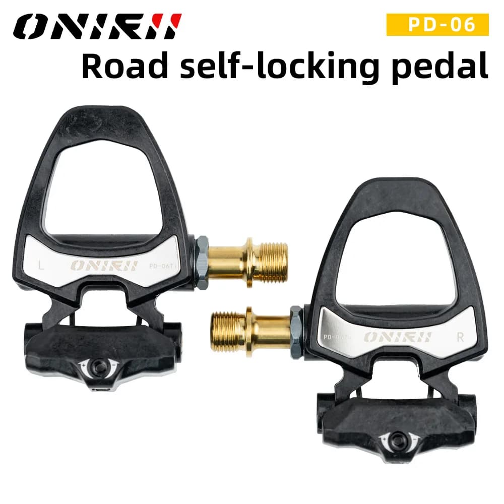ONIRII PD-06 Racefiets Carbon Lock Pedalen Fiets SPD Zelfsluitend Staal/Titanium 6 Graden Pedaal met Vergrendelingsplaat voor Road NIEUW