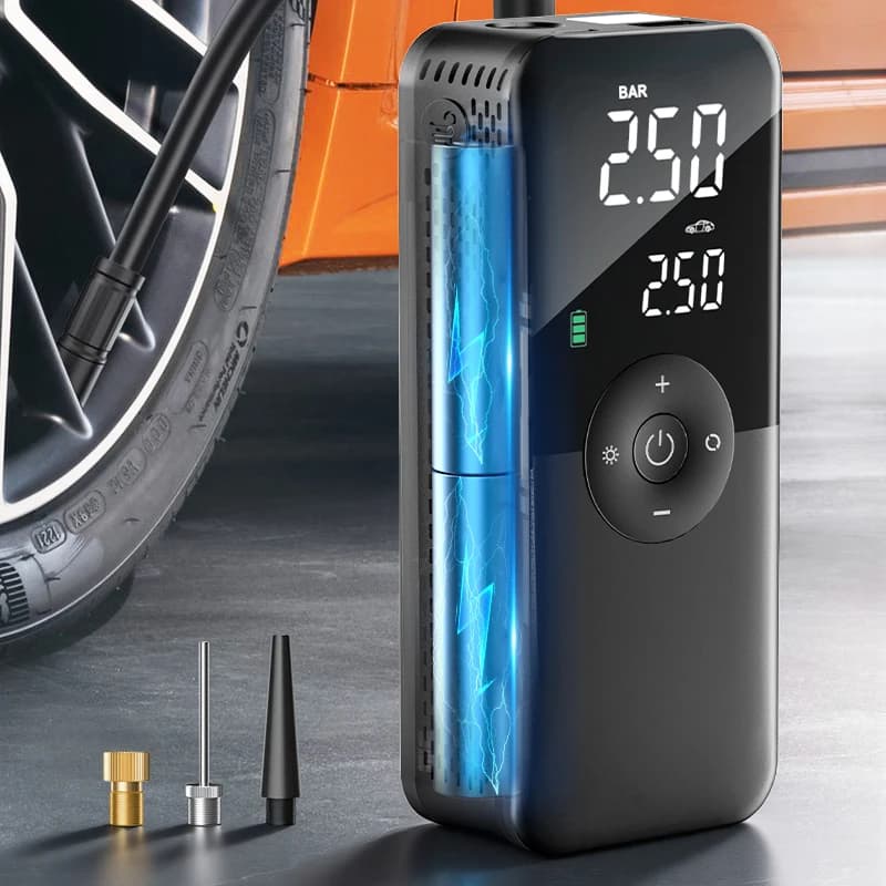 CARSUN Oplaadbare luchtpomp Bandenpomp Draagbare compressor Digitale draadloze autobandenpomp voor motorfiets Fietsballen