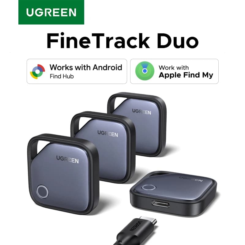 UGREEN【Dual System Compatibility】Smart Finder For Apple Find My (iOS) & Find Hub App (Android) Bluetooth Tracker Card