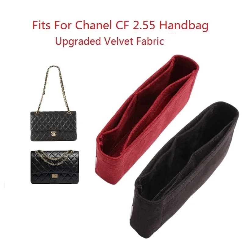 Fluwelen Stof Tas Liner Organizer Past Voor Chanel Classic 2.55 Handtas CF Make-Up Handtas Reistas Draagbare Cosmetische Zakken