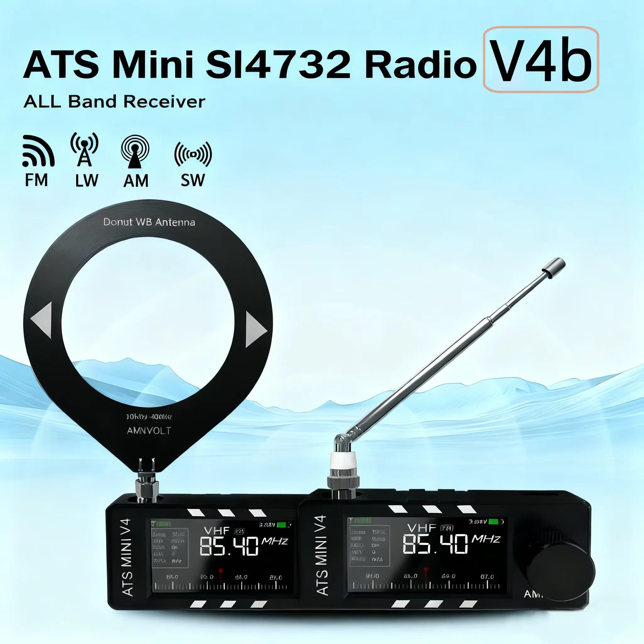 AMNVOLT V4B ATS MINI SI4732 Radio ALL Band DSP Radio FM AM SSB LSB USB Ontvanger, ingebouwde Hi-Z hoofdtelefoonversterker circuit