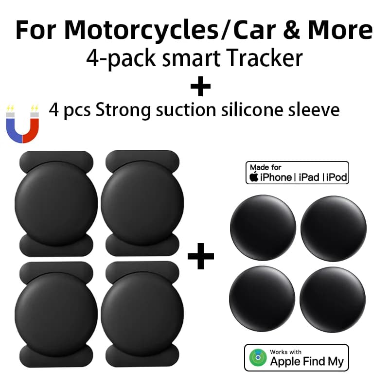 1/4Pack GPS Smart Tag voor Apple Find My Tracker Kits met sterke magnetische zuigkracht Siliconen omhulsel Anti-verlies voor motorfietsen en auto