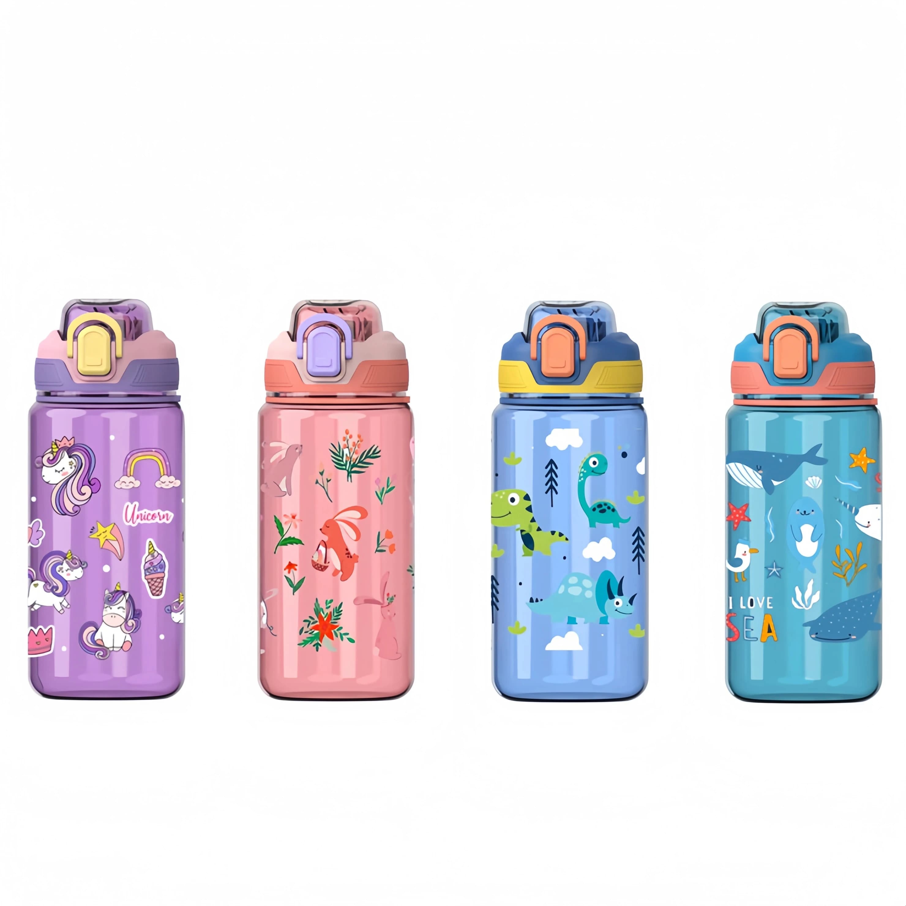 600ml Dinosaurus Waterfles Voor Kinderen Water Sippy Cup Met Siliconen Stro Lekvrij Plastic Waterflessen Zomer Kids Water cup