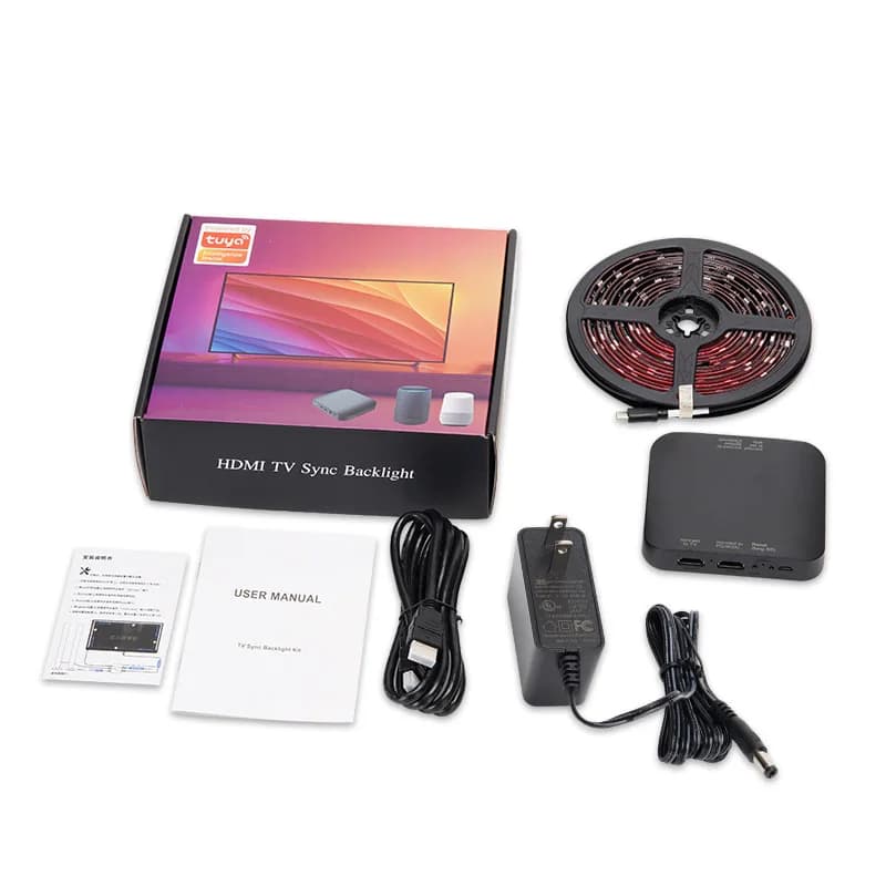 WACUAAO LED HDMI Sync TV-achtergrondverlichting voor PS5/Apple TV/Fire Stick, meeslepende gaming-lichtstrip, werkt ALLEEN met externe tv-boxen
