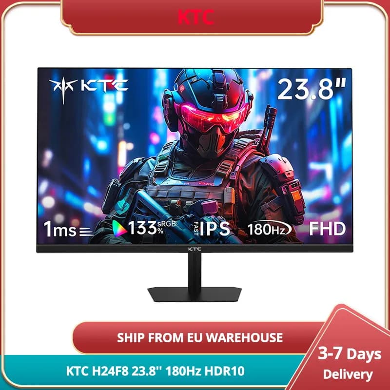 Ktc H24f8 Gaming Monitor 23.8 ''1920*1080 16:9 Snel Ips Scherm, 180Hz Vernieuwingsfrequentie 1Ms Responstijd 1000:1 Contrast Verhouding Hdr10