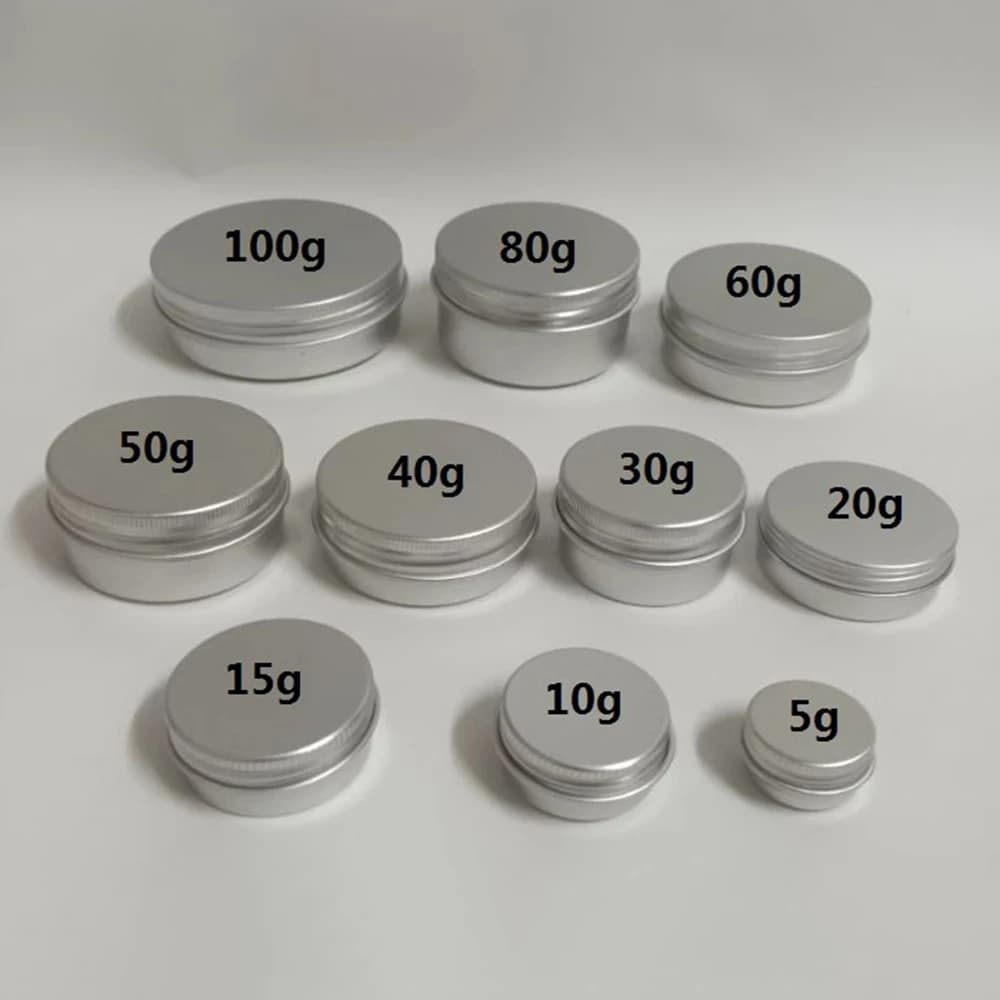 5/10/15/20/30/50/60/80/100/110/150/200G Lege Ronde Draagbare Aluminium Doos Metalen Blikjes Diy Crème Zilver Aluminium Behuizing
