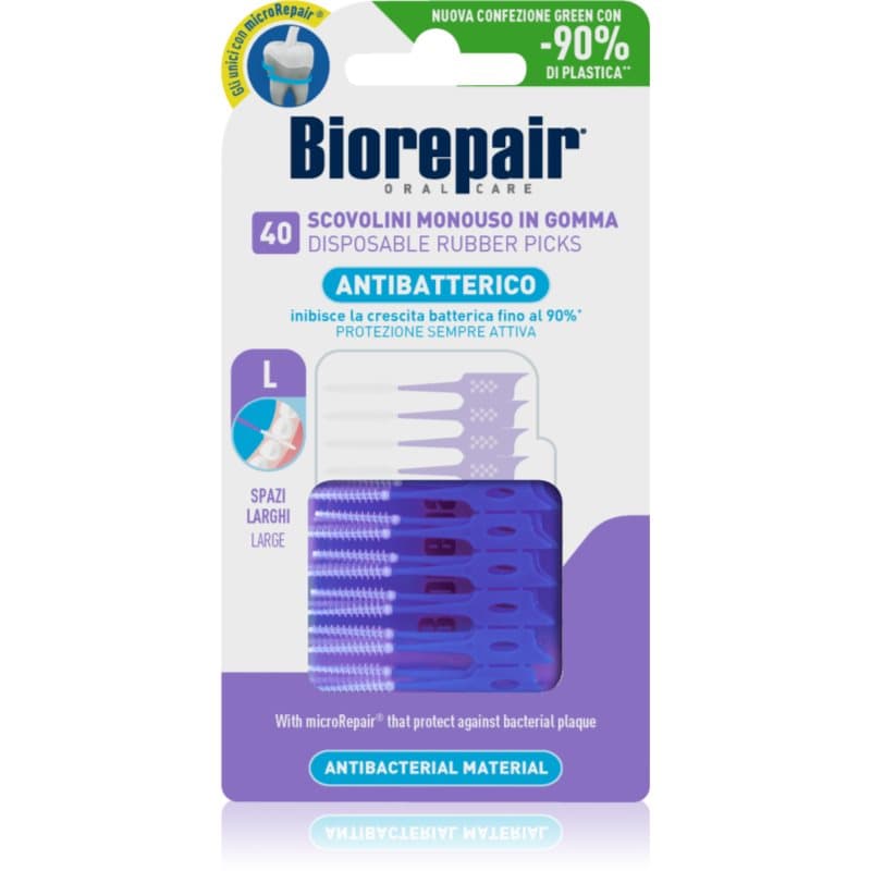 Biorepair Rubber Picks Large Dentale Tandenstokers Purple 40 st
