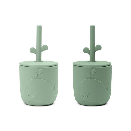 Done by Deer Peekaboo straw cup set groen wally
