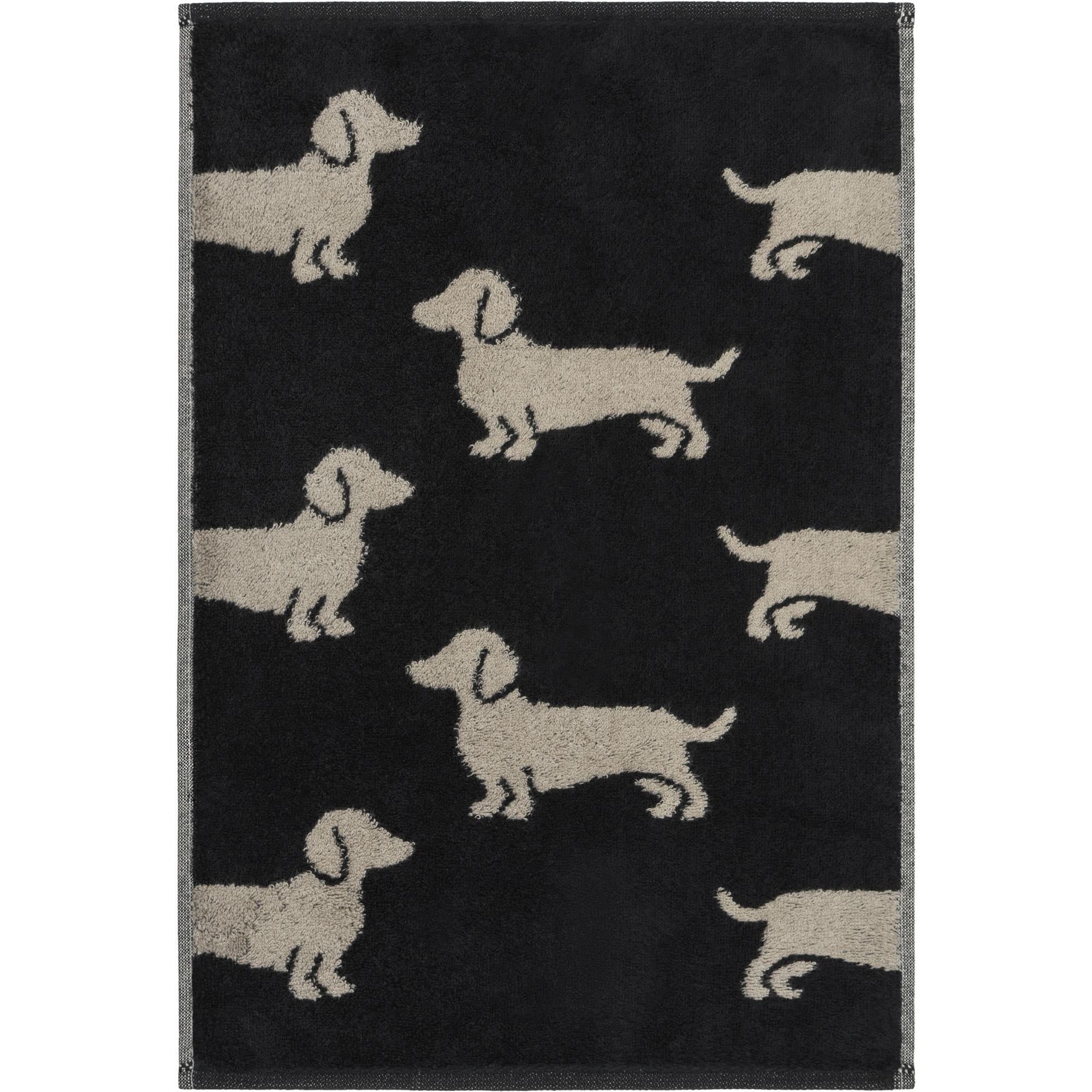 Cawö Cawo We love Dogs gemustert 6246 Gastendoekje 30x50 schwarz/beige