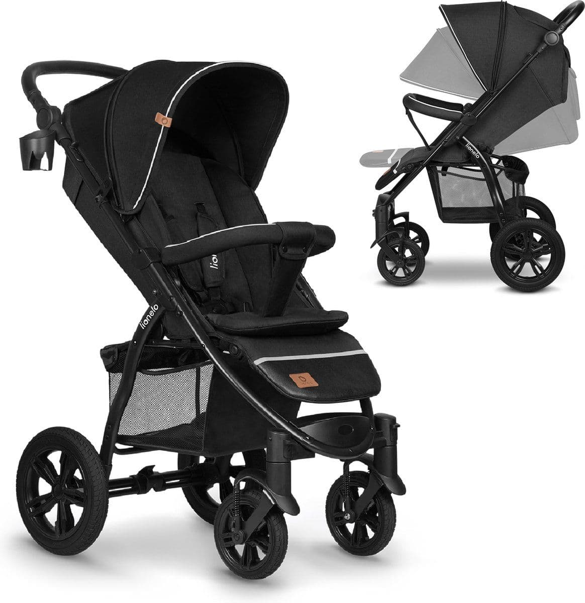 Lionelo Annet Tour - Buggy - Opvouwbaar met Eén Hand - Verstelbare Rugleuning tot Ligpositie - Kleur: Black