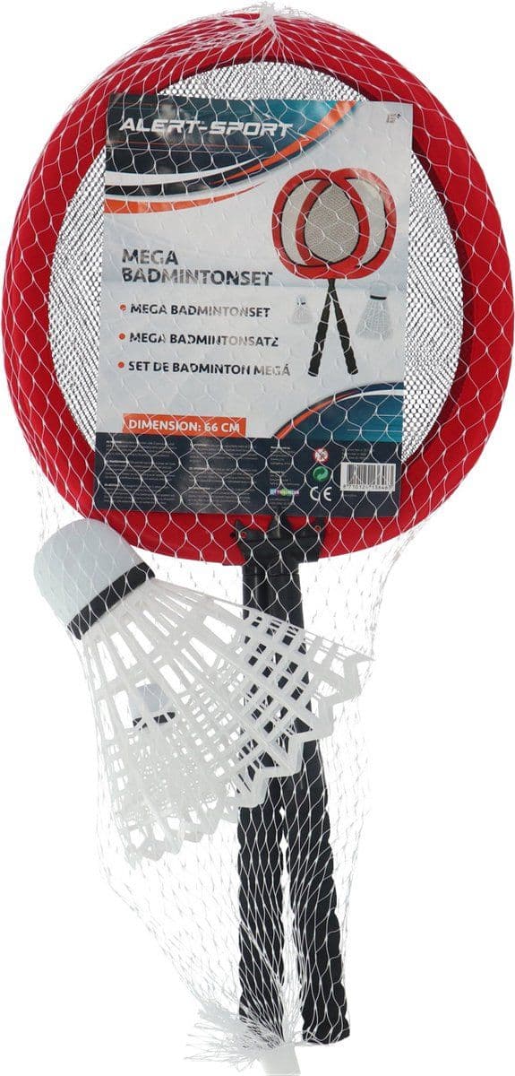 Basic Jumbo Badminton Set - 4-Delig - Grote rackets en jumbo shuttlecocks (4-Delig)
