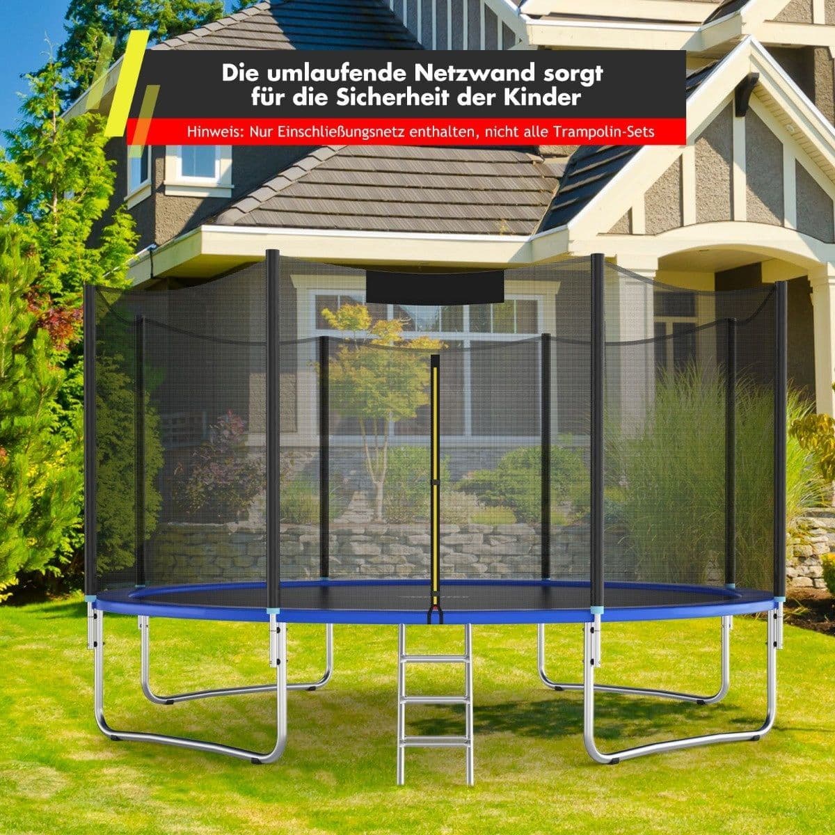 Coast Ø 427 cm - Trampoline vangnet - PE weerbestendig - Zwart