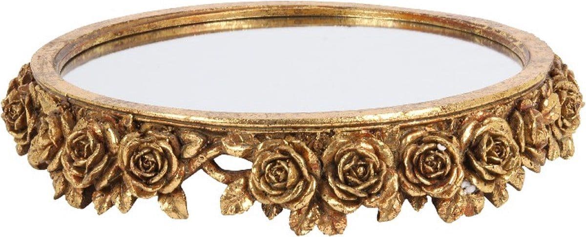 Baroque - Decoratief Dienblad - Spiegelplateau 30 cm - Goud - Polyresin