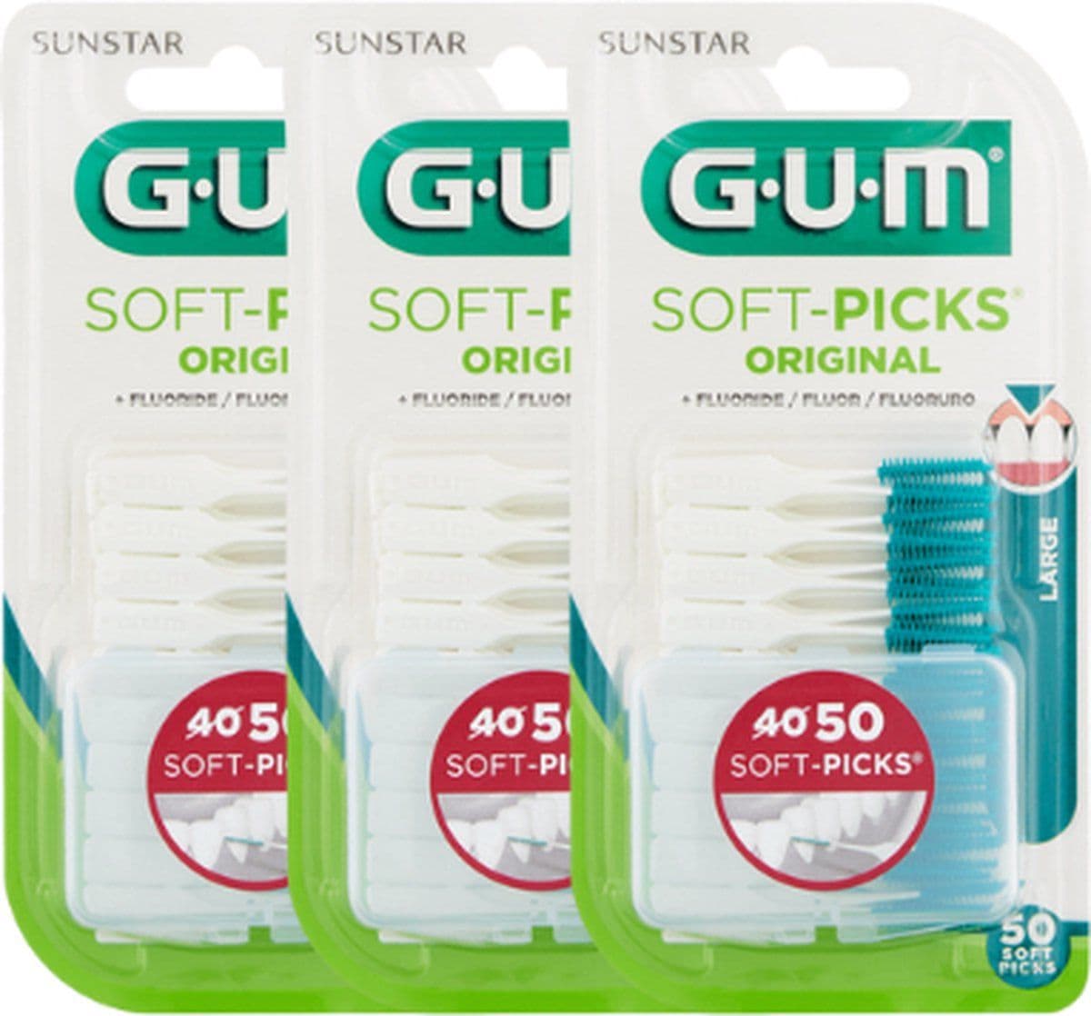GUM Soft-Picks Large - Interdentale tandenstokers - 3 x 50 stuks