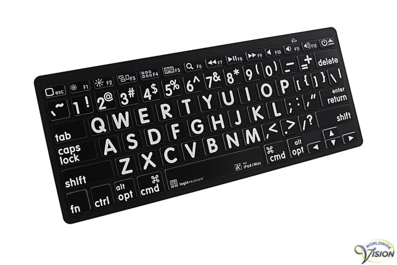 Able2 Bluetooth Mini-Toetsenbord XL – Grootletter | Wit/Zwart | Voor Apple, iPhone & Android