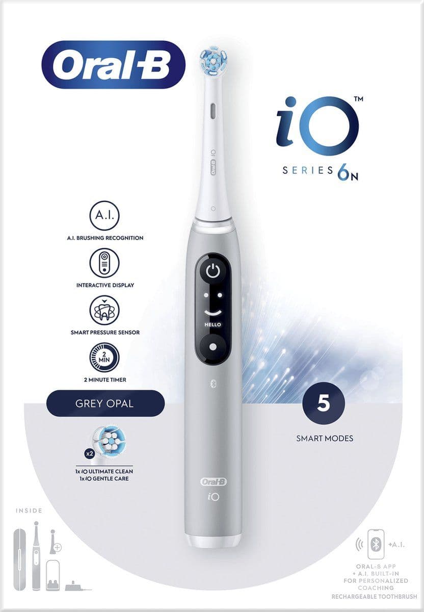 Oral-B iO 6N - Elektrische Tandenborstel - A.I. Poetsapp - Grijs