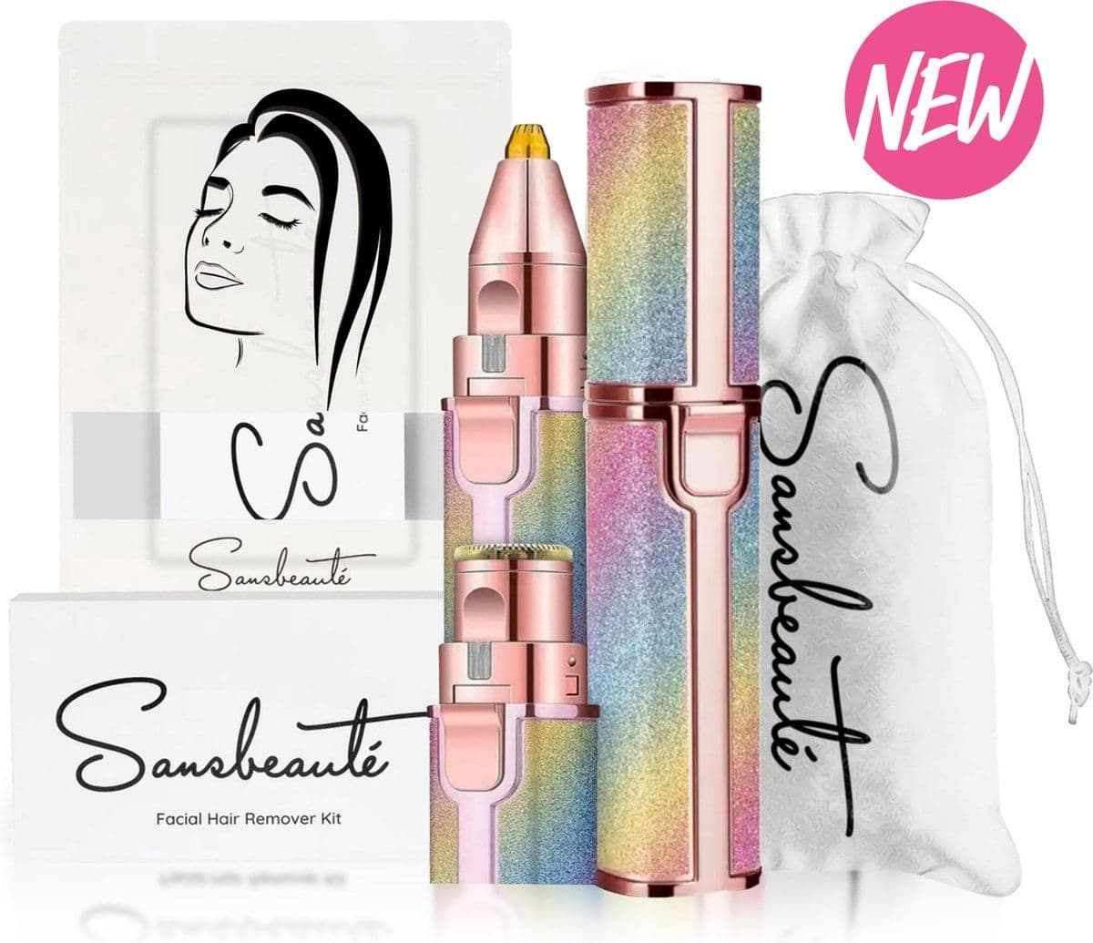 Sansbeauté® 2 in 1 - Wenkbrauw Trimmer - Pijnloze Gezichtsontharing - Rainbow Edition