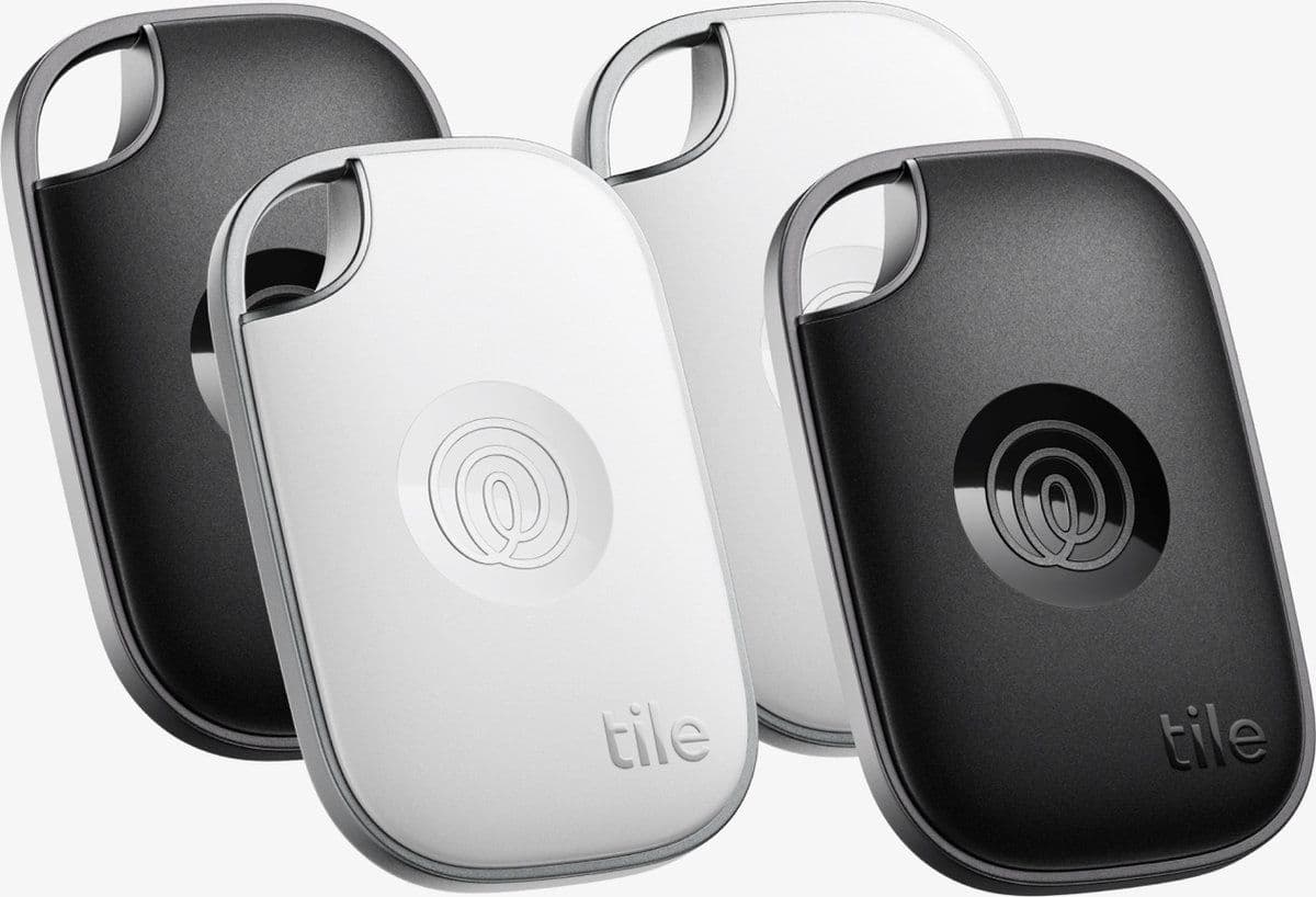 Tile Pro (2024) - Bluetooth Tracker - SOS-functie en luidste beltoon - Zwart/Wit (4-Pack)