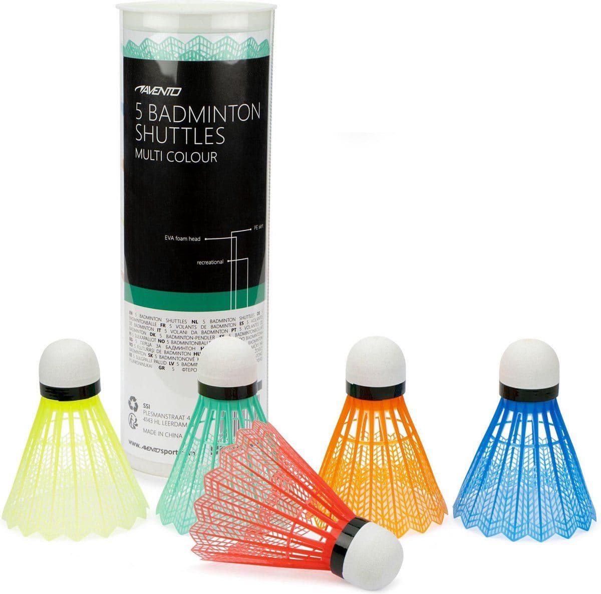 Avento Badmintonshuttles - Synthetische rok EVA foam top - 5 kleuren (5 stuks)