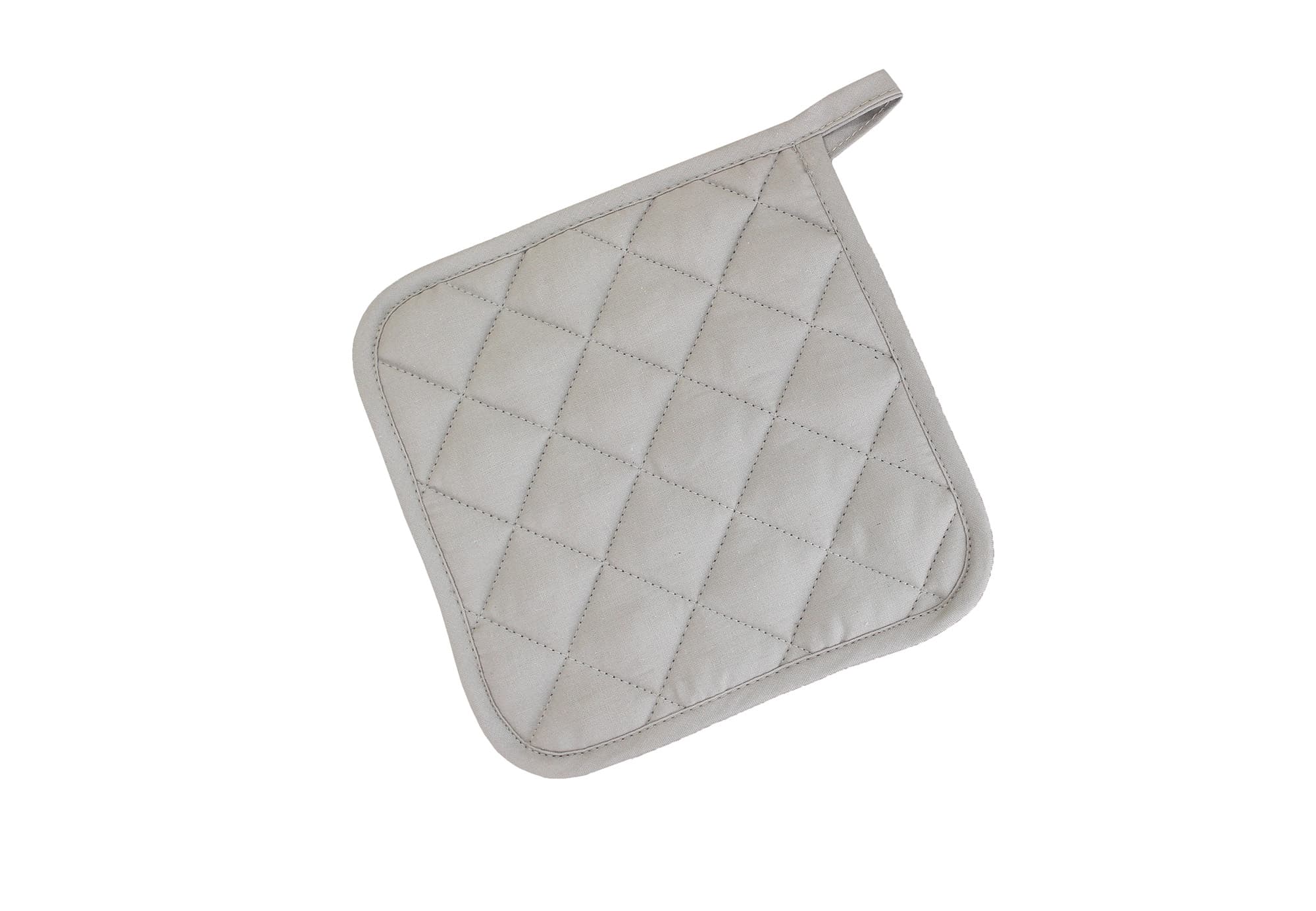 10-delig SET - Pannenlappen 20x20cm - handige ophanglus - 10x lichtgrijs