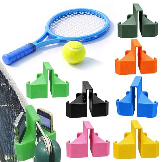 Tennis Camera Mount Dubbele Perspectief Telefoon Actiecamera Houder met Clip 3D Geprinte Tennisnet Mount voor Wedstrijd Opname Trainingsanalyse groen