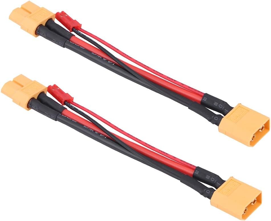 Set van 2 XT60 Adapterkabels – Mannelijk & Vrouwelijk XT60 14AWG met JST-stekker 22AWG – Ideale Accessoires voor RC-Modellen geel