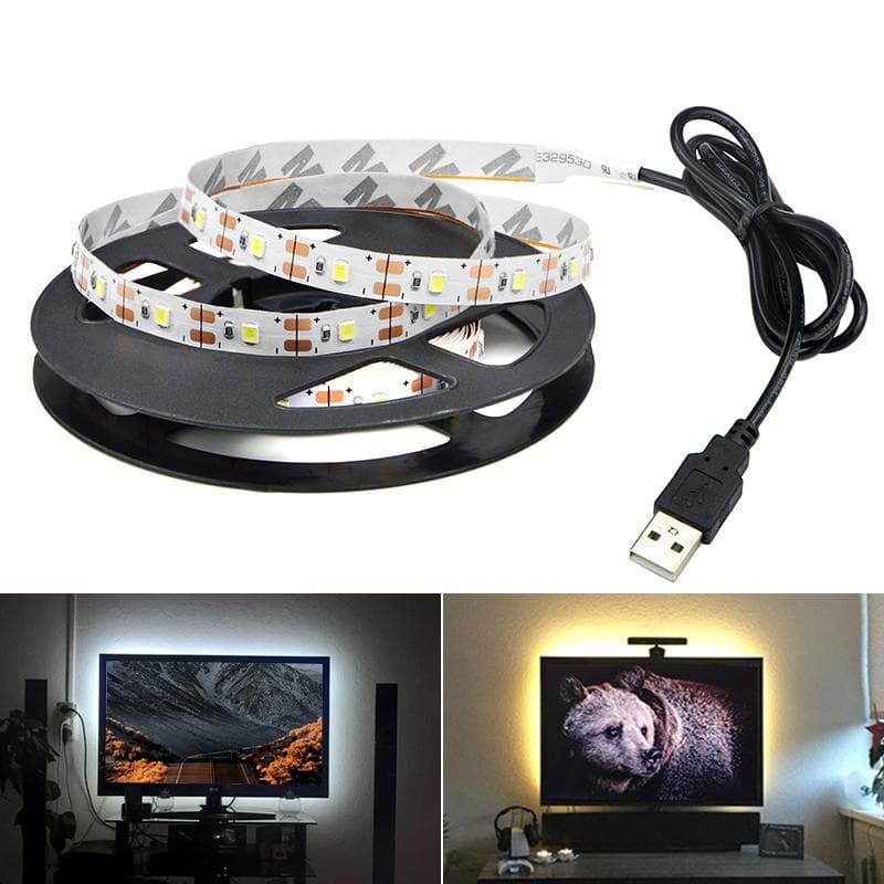 TV-achtergrondverlichting LED-tape DC5V met USB-kabel 50CM 1M 2M 3M 4M 5M LED-strips warme witte kleur