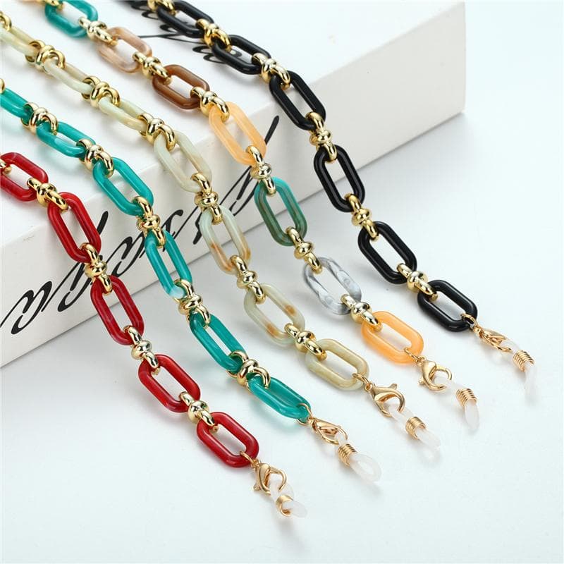 1 PC Boheemse acrylhars zonnebrilketting Anti-verloren maskerhouder Lanyard Leesbrilketting Nekkoord Sieradenaccessoires zwart