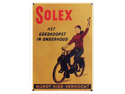 Blikken borden / kaarten van 'Solex, wordt hier verkocht' - Afmeting: 20x30 cm