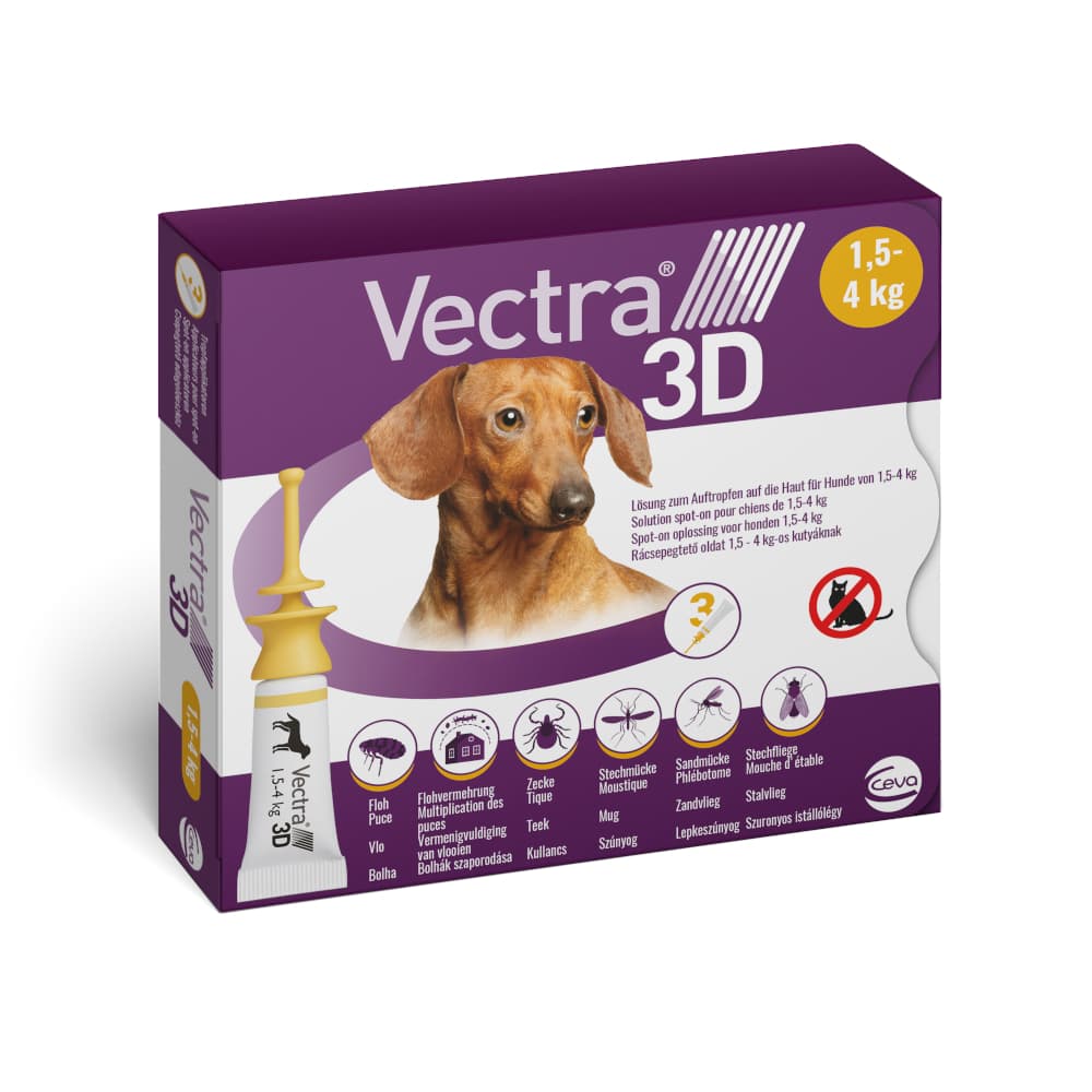 3x0,8ml Vectra 3D voor Honden van 1,5 tot 4 kg