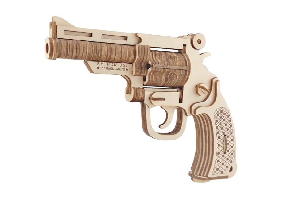 Woodcraft Houten 3D Puzzel Revolver M19