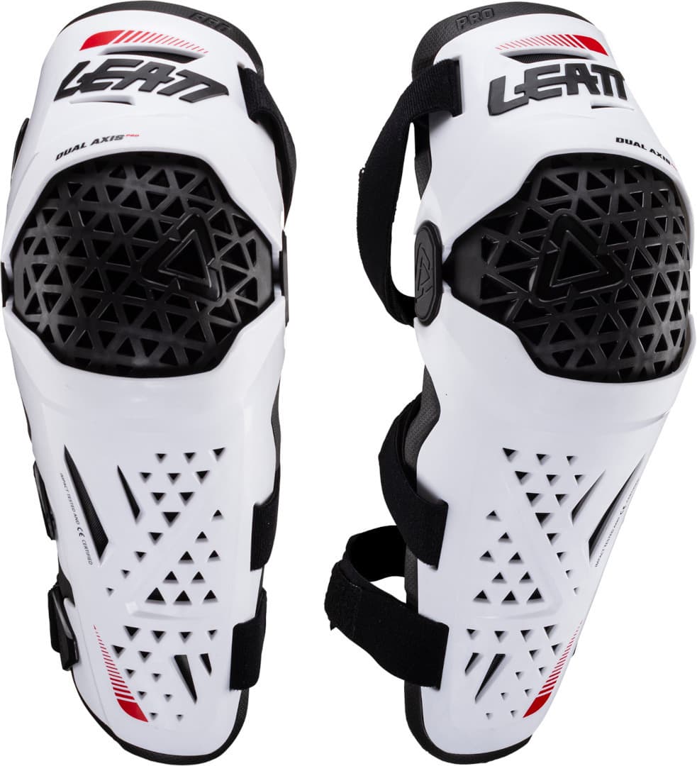 Leatt Dual Axis Pro Witte Knie- en Scheenbeschermers Maat L-XL