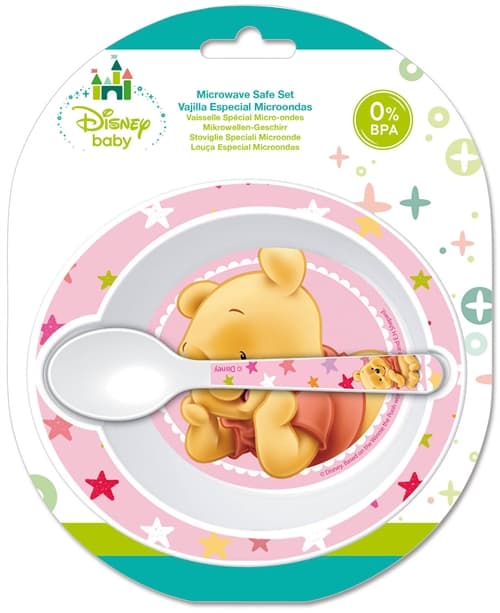 Peter Plys children's tableware - Dining set for kids - Bowl and spoon - Pink