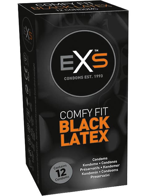 EXS : Black Latex Condoms, 12-pack