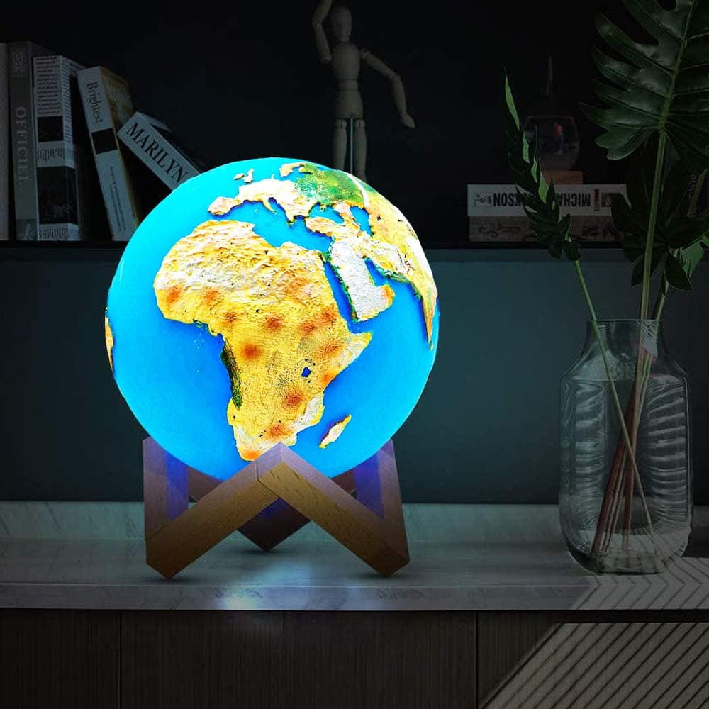 Wereldbol Lamp - Ø 15cm - Touch Control - Handgeschilderd