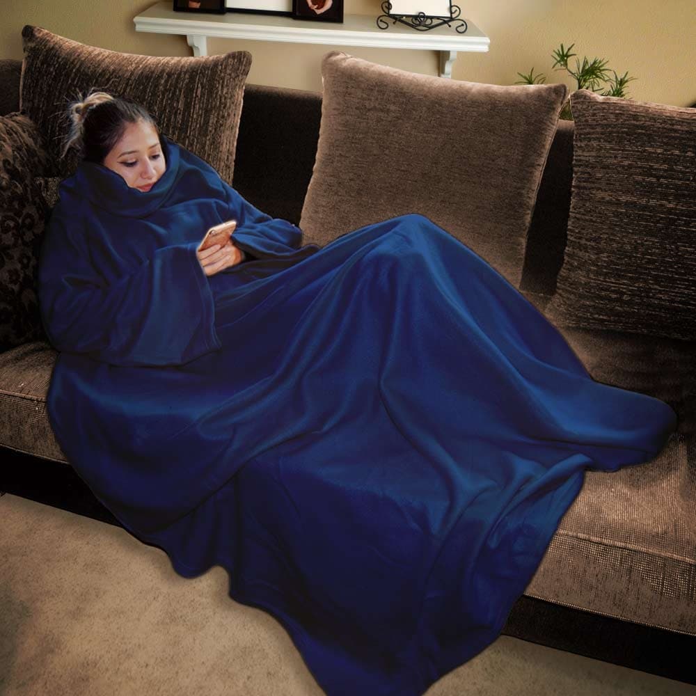 Snugs blauw - Fleece Deken met Mouwen - Deken 140 x 185 cm