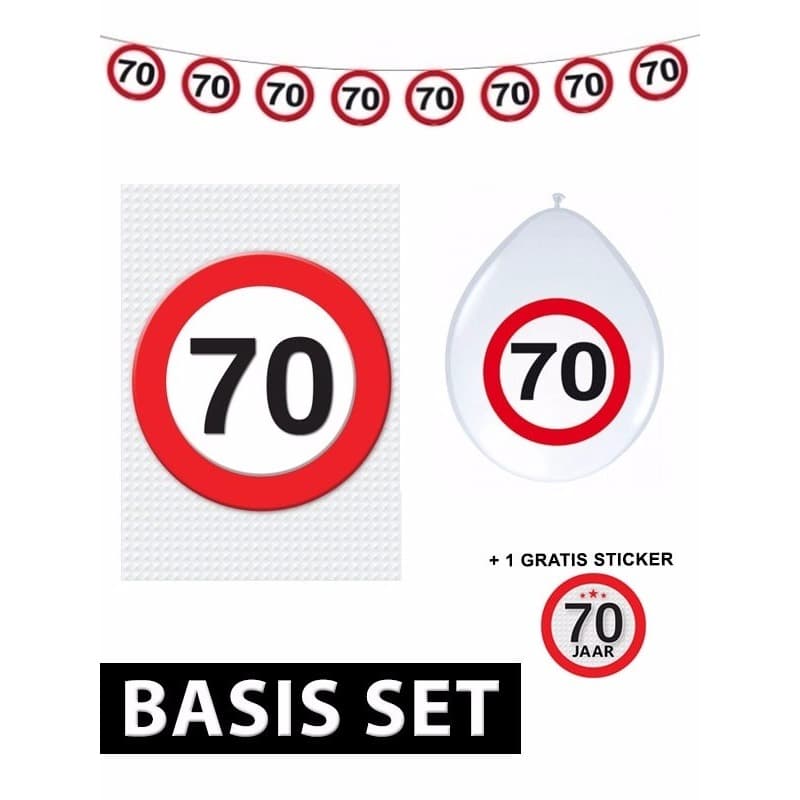 Basic set met 70 jaar stopbord versiering