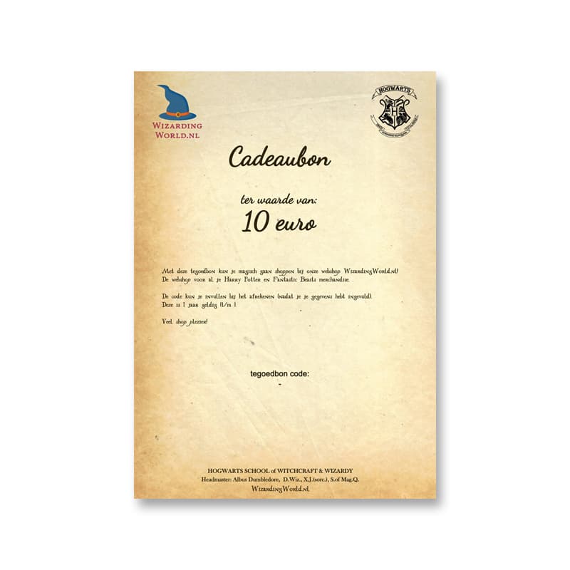 Harry Potter - Cadeaubon 10 euro (digitaal, pdf)