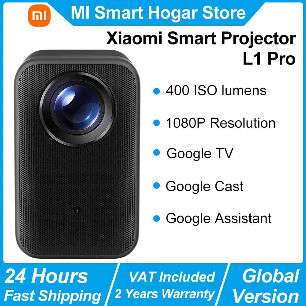 Xiaomi Smart Projector L1 Pro, 400 ISO Lumen Google TV 1080p Fysieke Resolutie, Automatische Focus & Automatische Keystone Correctie, Dolby Audio