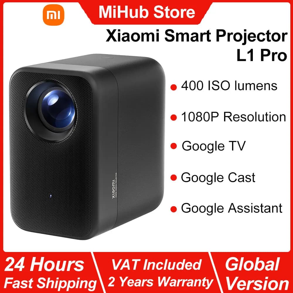 Xiaomi Smart Projector L1 Pro, 400 ISO Lumen, Google TV 1080p fysieke resolutie, automatische focus & automatische keystone correctie, Dolby Audio